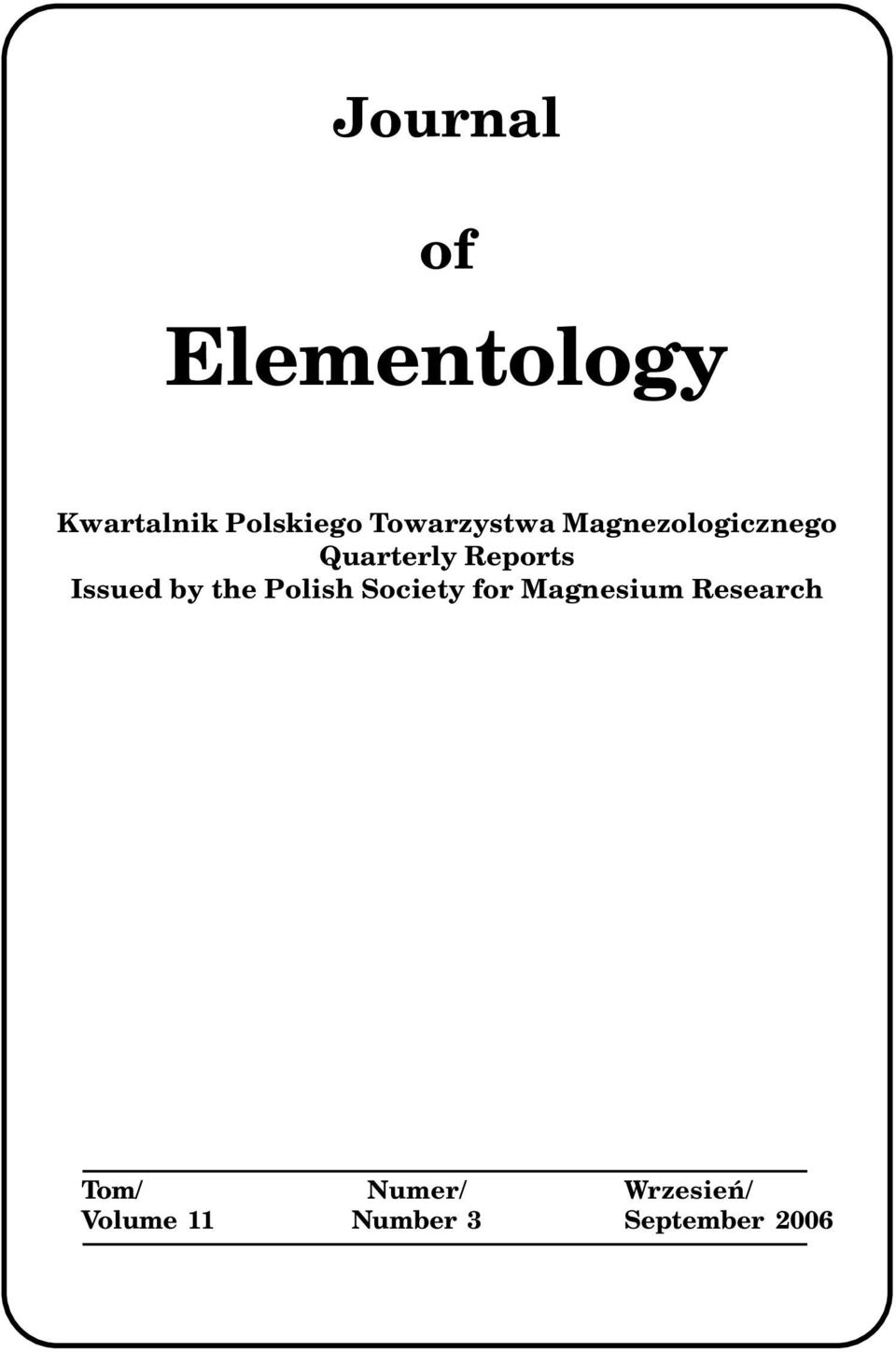 Issued by the Polish Society for Magnesium