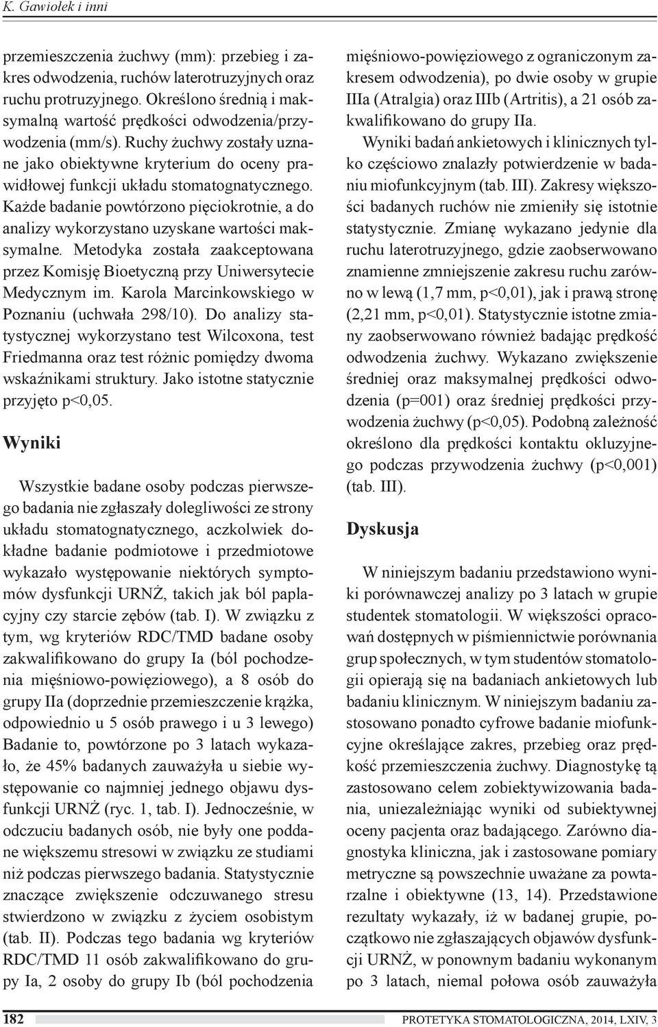 Każde badanie powtórzono pięciokrotnie, a do analizy wykorzystano uzyskane wartości maksymalne. Metodyka została zaakceptowana przez Komisję Bioetyczną przy Uniwersytecie Medycznym im.