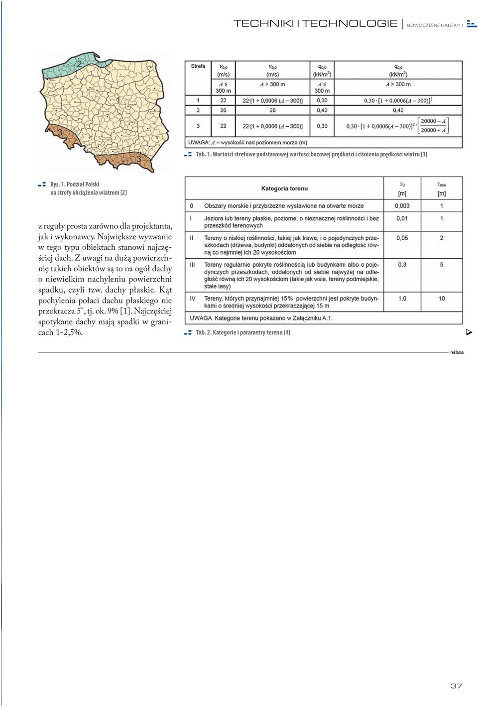 Z uwagi na dużą powierzchnię takich obiektów są to na ogół dachy o niewielkim nachyleniu powierzchni spadku, czyli tzw. dachy płaskie.