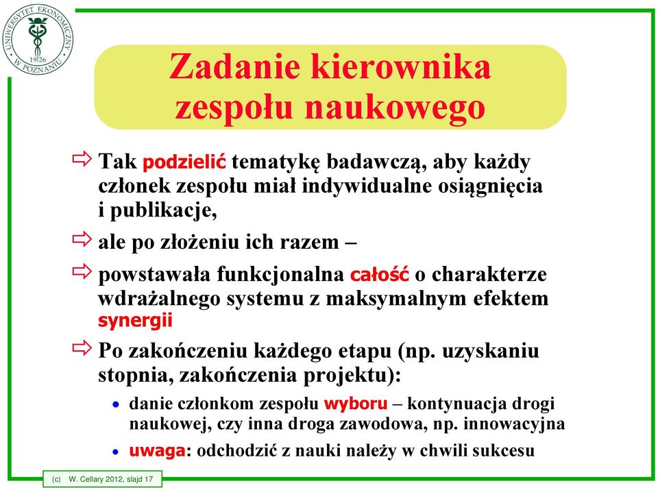 synergii Po zakończeniu każdego etapu (np.