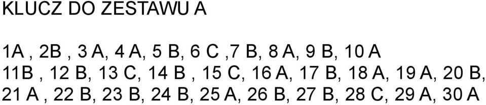 15 C, 16 A, 17 B, 18 A, 19 A, 20 B, 21 A, 22