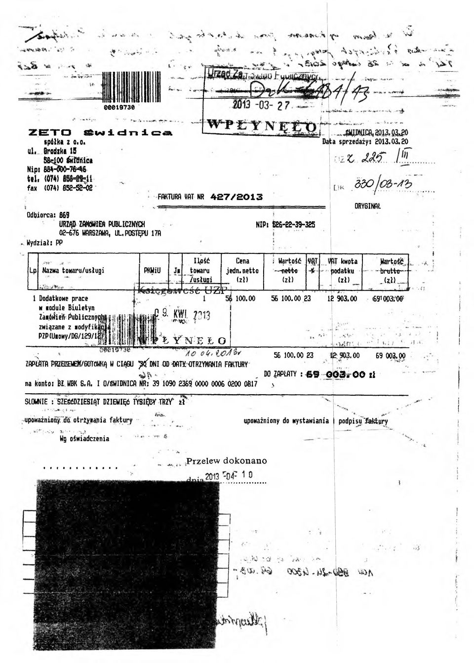 PP Nazwa towaru/usług 1 Dodatkowe prace w lodule Buletyn ZauMefr Publcznym zwązane z»odyfkjffn u PZP (Uowy/DG/129/l! j? PKWU IljOŚĆ towaru źusłuo t r ś t - -B ż -T up S. KWI.?313 ( H ' ^ v o.