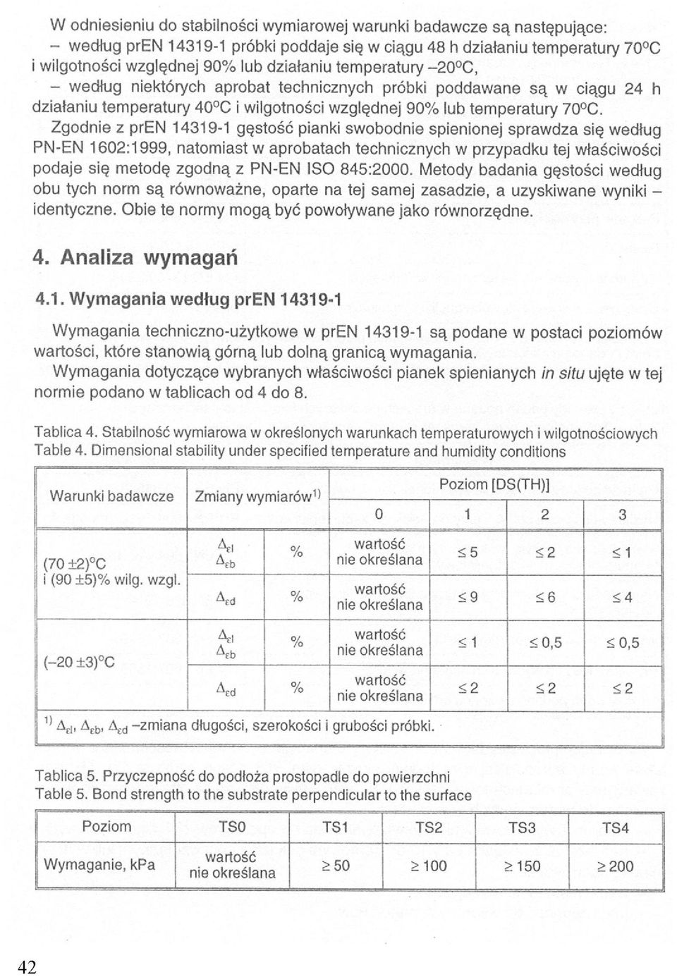 Zgodnie z pren 14319-1 gęstość pianki swobodnie spienionej sprawdza się według PN-EN 1602:1999, natomiast w aprobatach technicznych w przypadku tej właściwości podaje się metodę zgodną z PN-EN ISO