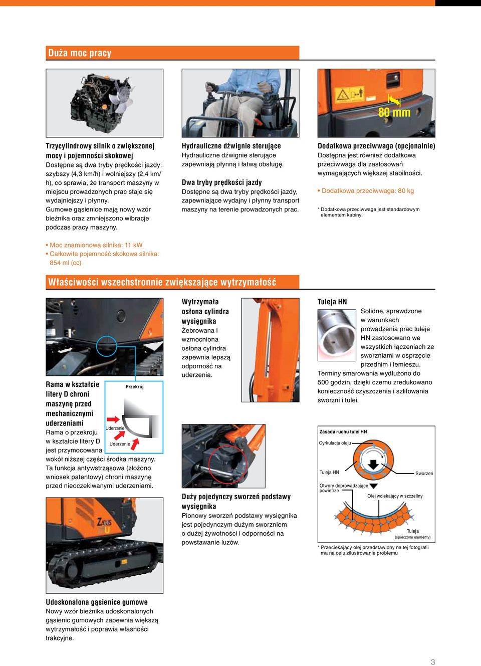 Hydrauliczne dźwignie sterujące Hydrauliczne dźwignie sterujące zapewniają płynną i łatwą obsługę.