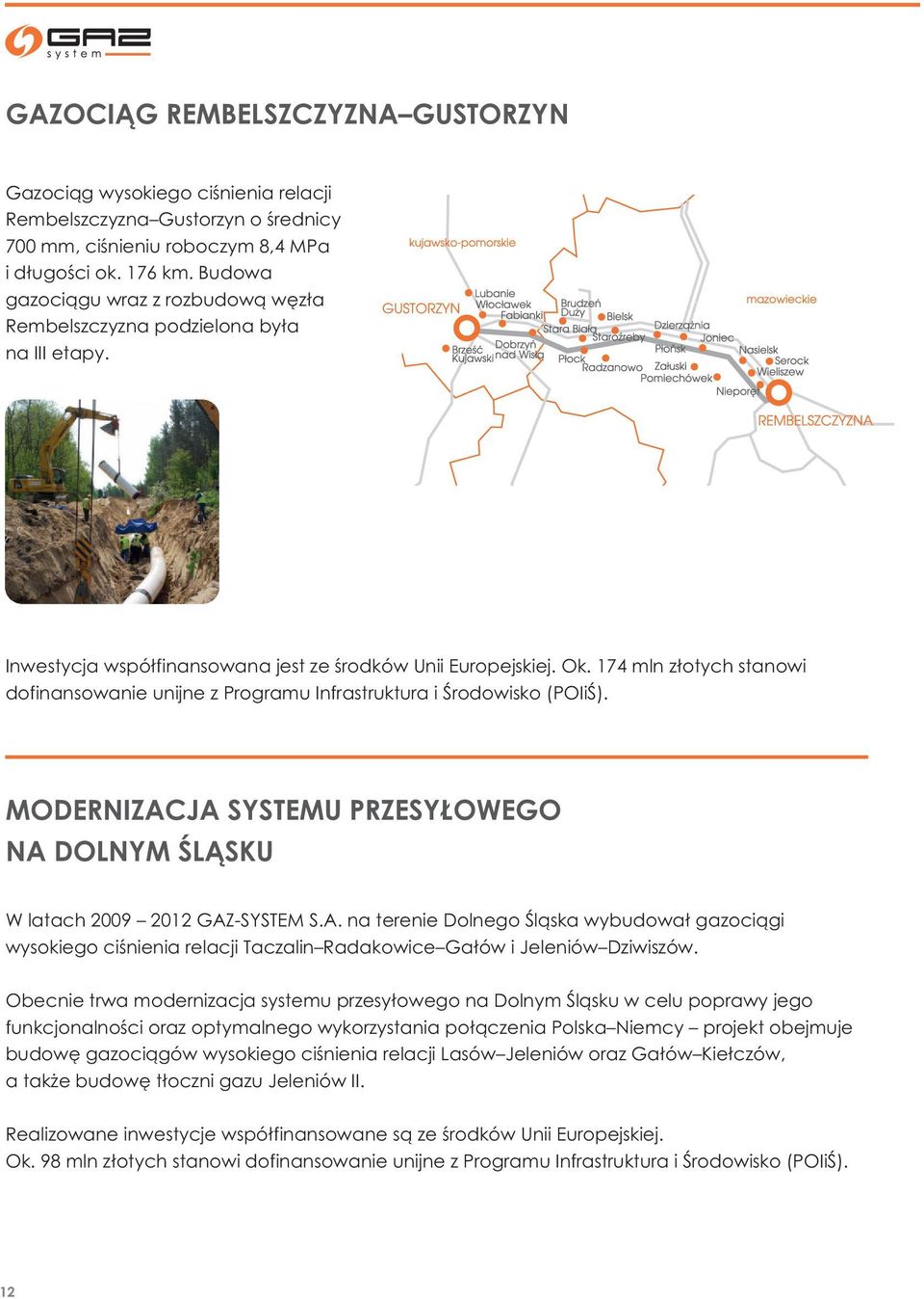 174 mln złotych stanowi dofinansowanie unijne z Programu Infrastruktura i Środowisko (POIiŚ). MODERNIZAC