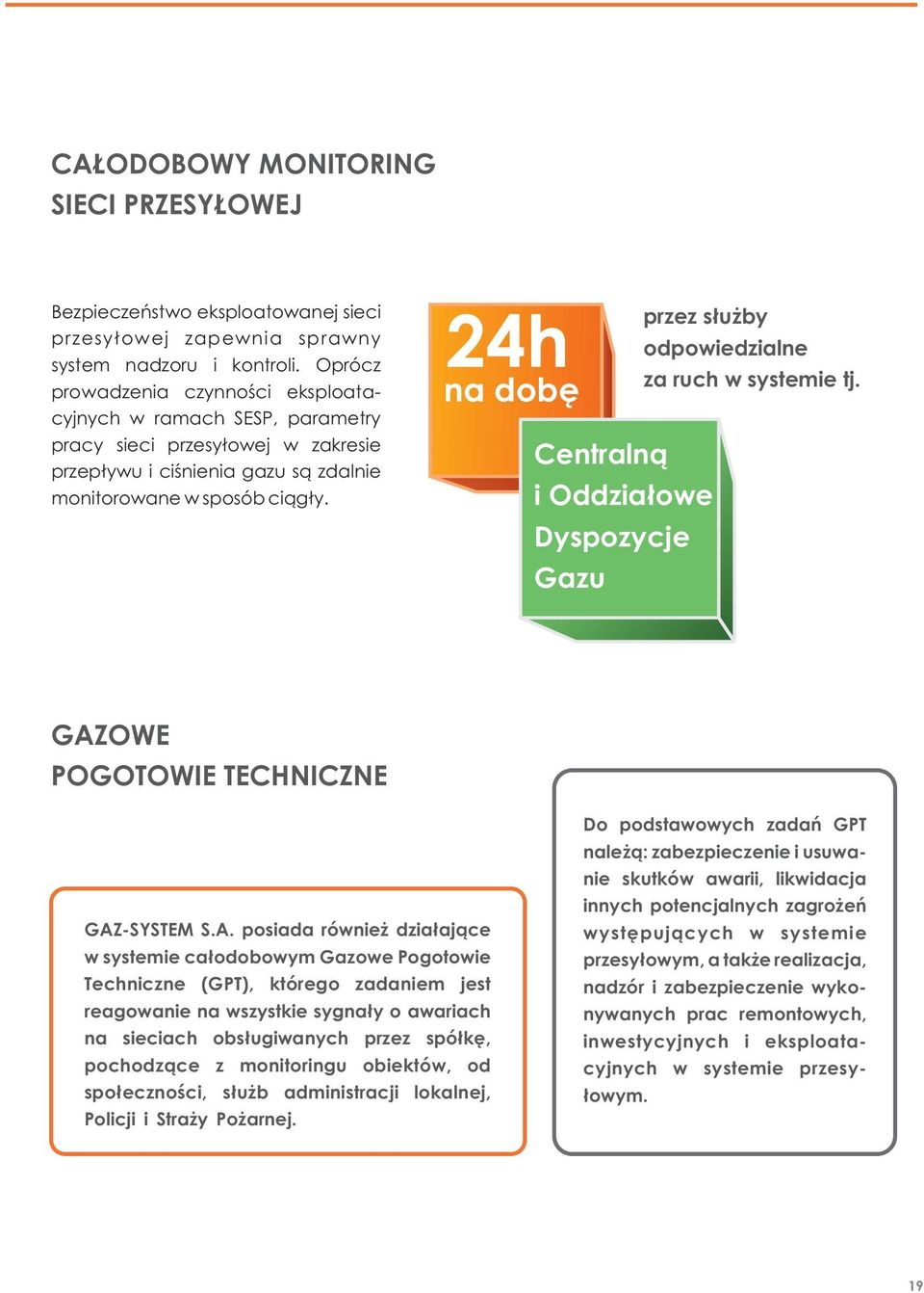 24h na dobę Centralną przez służby i Oddziałowe Dyspozycje Gazu odpowiedzialne za ruch w systemie tj. GAZ