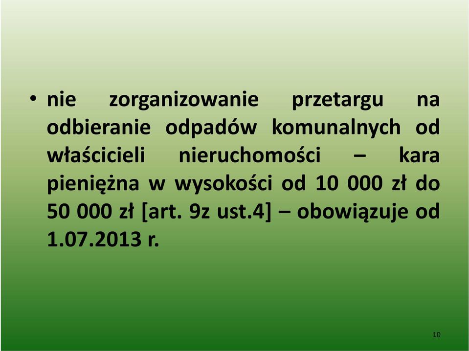 nieruchomości kara pieniężna w wysokości od 10