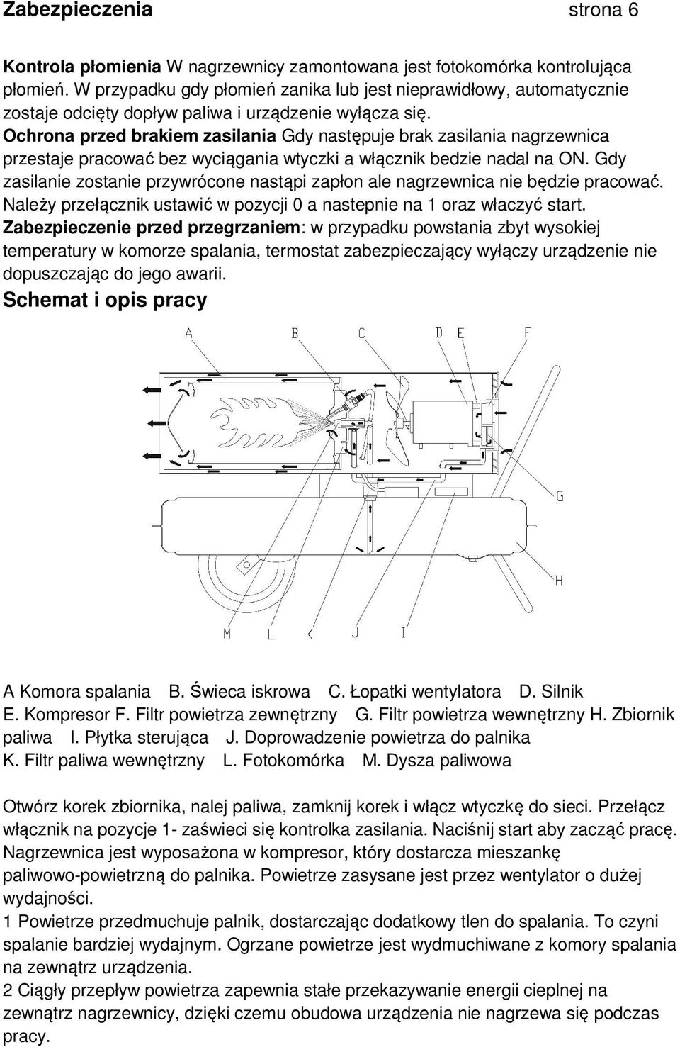 Ochrona przed brakiem zasilania Gdy następuje brak zasilania nagrzewnica przestaje pracować bez wyciągania wtyczki a włącznik bedzie nadal na ON.
