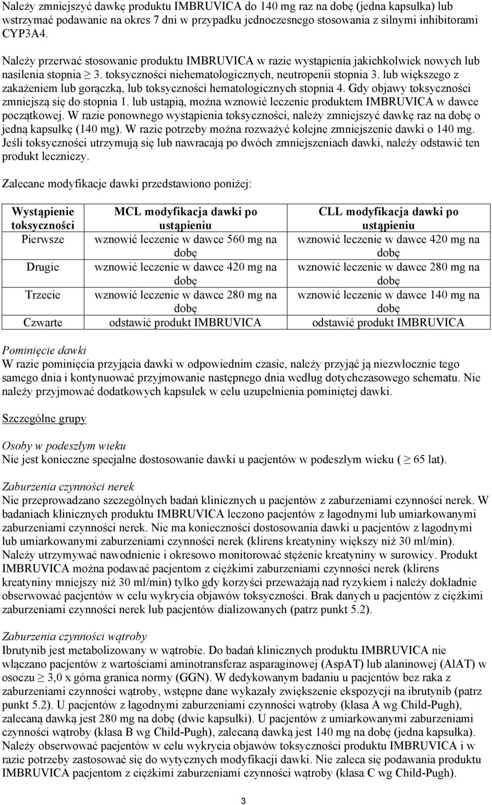 lub większego z zakażeniem lub gorączką, lub toksyczności hematologicznych stopnia 4. Gdy objawy toksyczności zmniejszą się do stopnia 1.