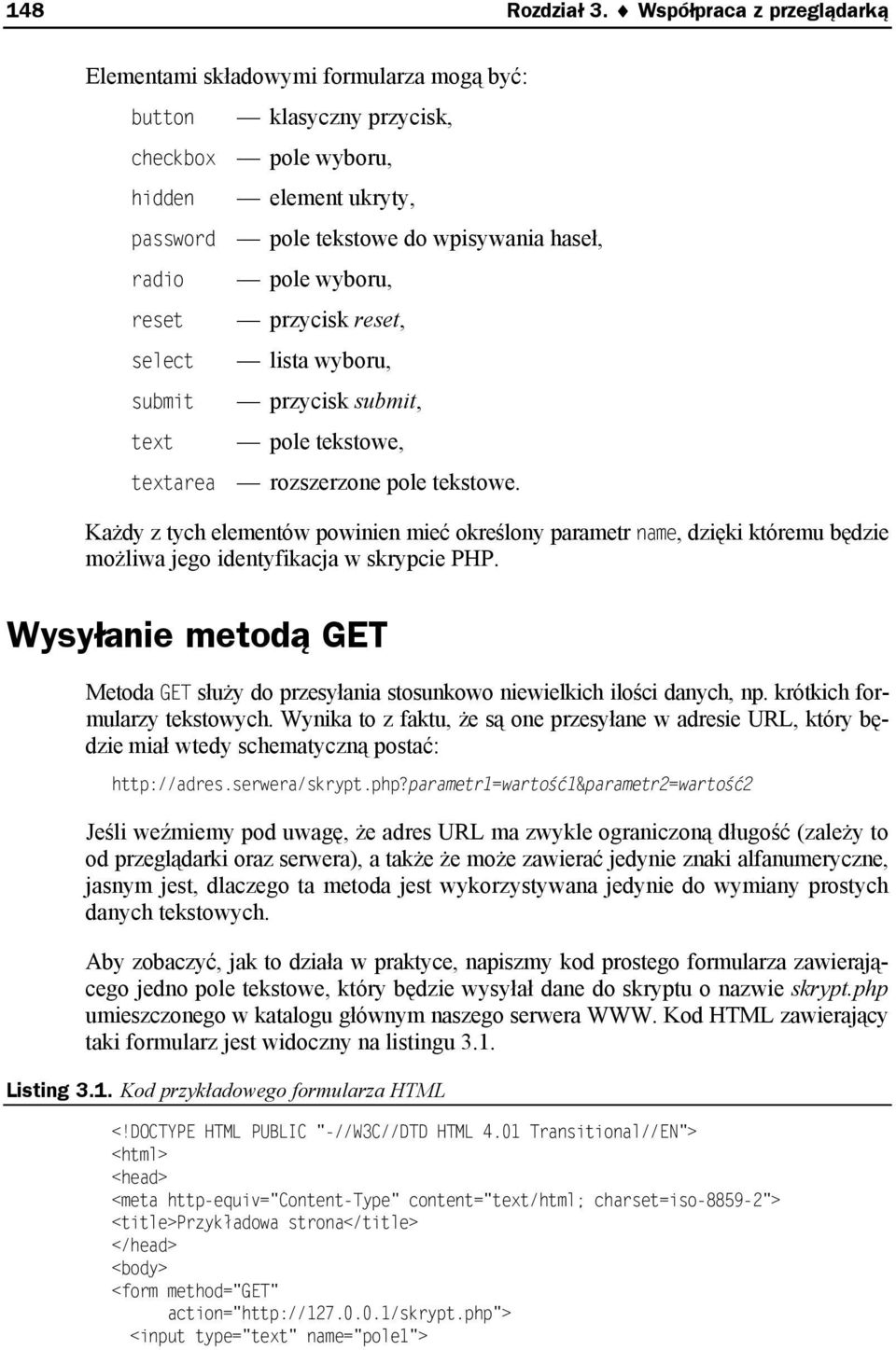 select submit text pole wyboru, przycisk reset, lista wyboru, przycisk submit, pole tekstowe, textarea rozszerzone pole tekstowe.