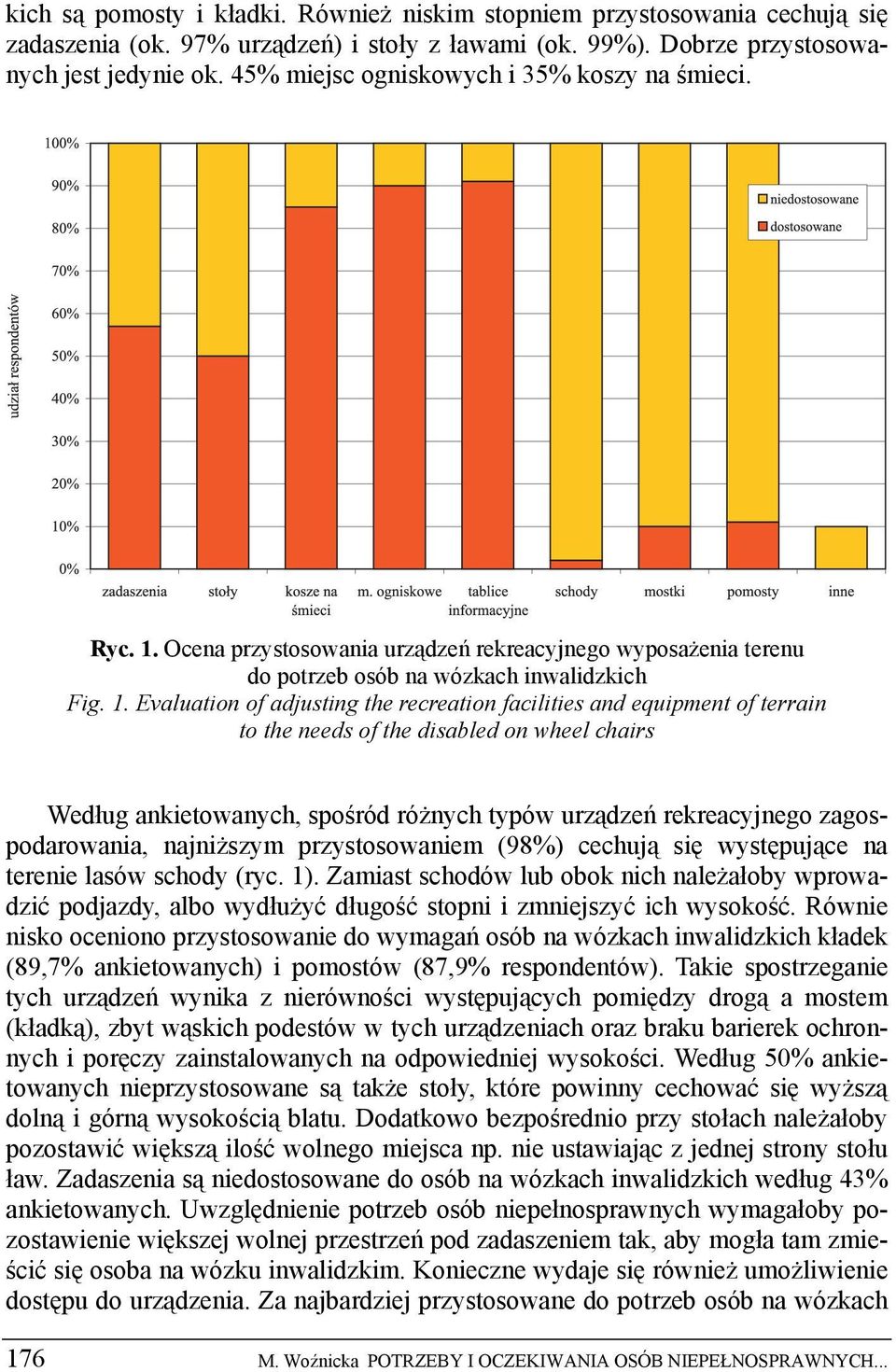 Ocena przystosowania urządzeń rekreacyjnego wyposażenia terenu do potrzeb osób na wózkach inwalidzkich Fig. 1.