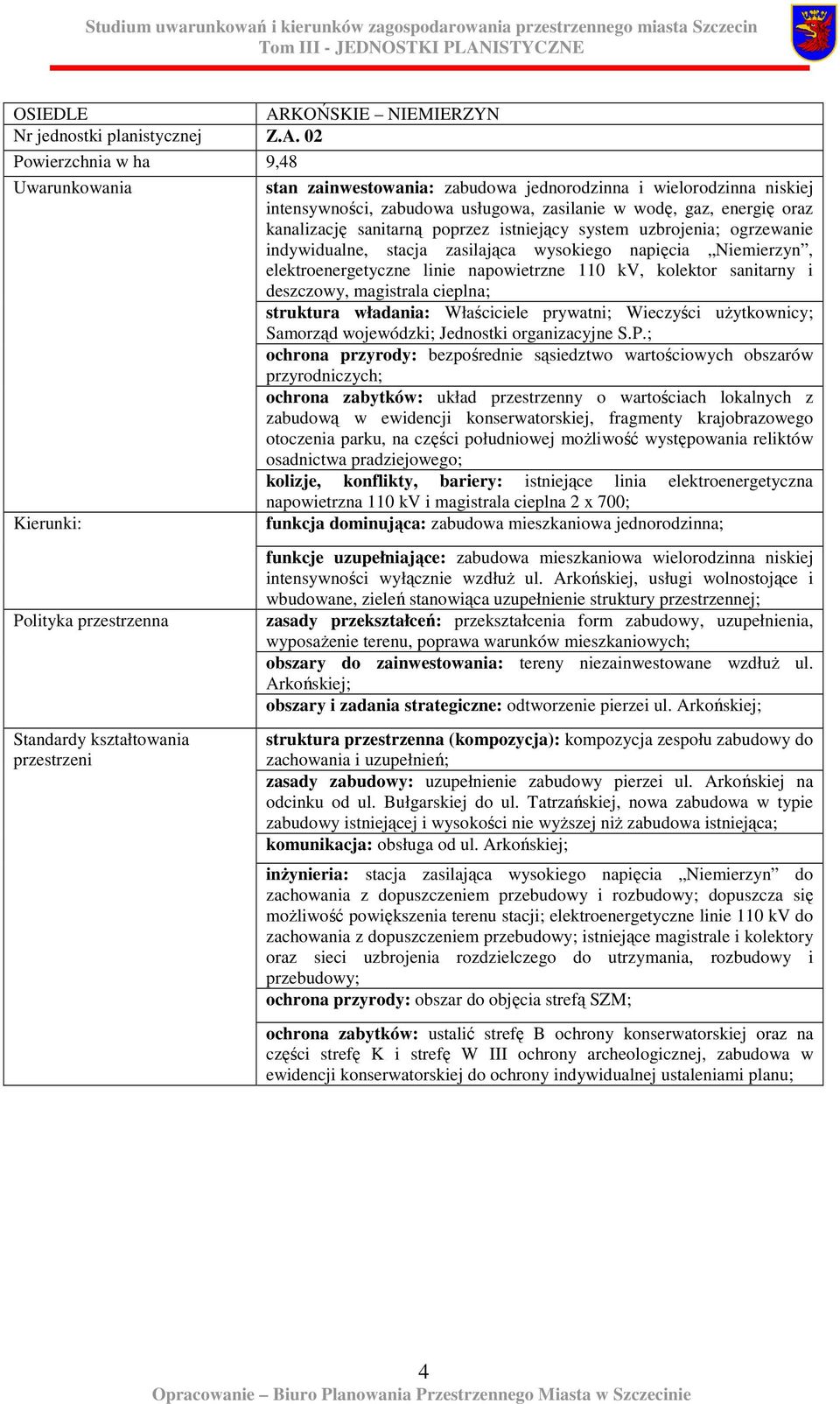 kolektor sanitarny i deszczowy, magistrala cieplna; struktura władania: Właściciele prywatni; Wieczyści uŝytkownicy; Samorząd wojewódzki; Jednostki organizacyjne S.P.