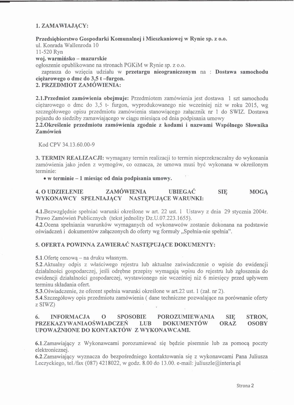 PRZEDMIOT ZAMÓWIENIA: 2.1.