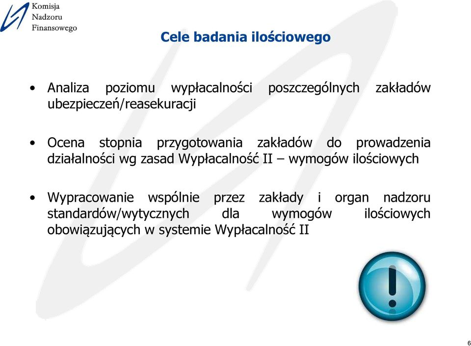 działalności wg zasad Wypłacalność II wymogów ilościowych Wypracowanie wspólnie przez