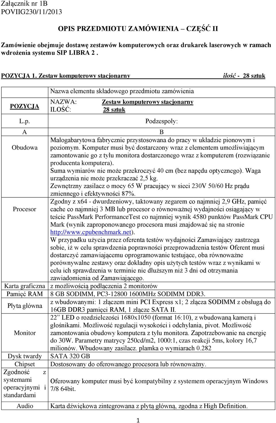 terowy stacjonarny ilość - 28 sztuk POZYCJA L.p.