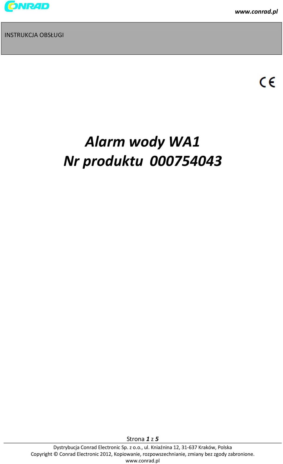 wody WA1 Nr