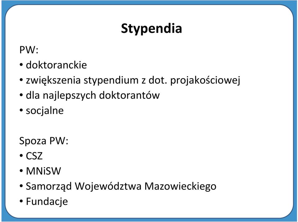 projakościowej dla najlepszych doktorantów