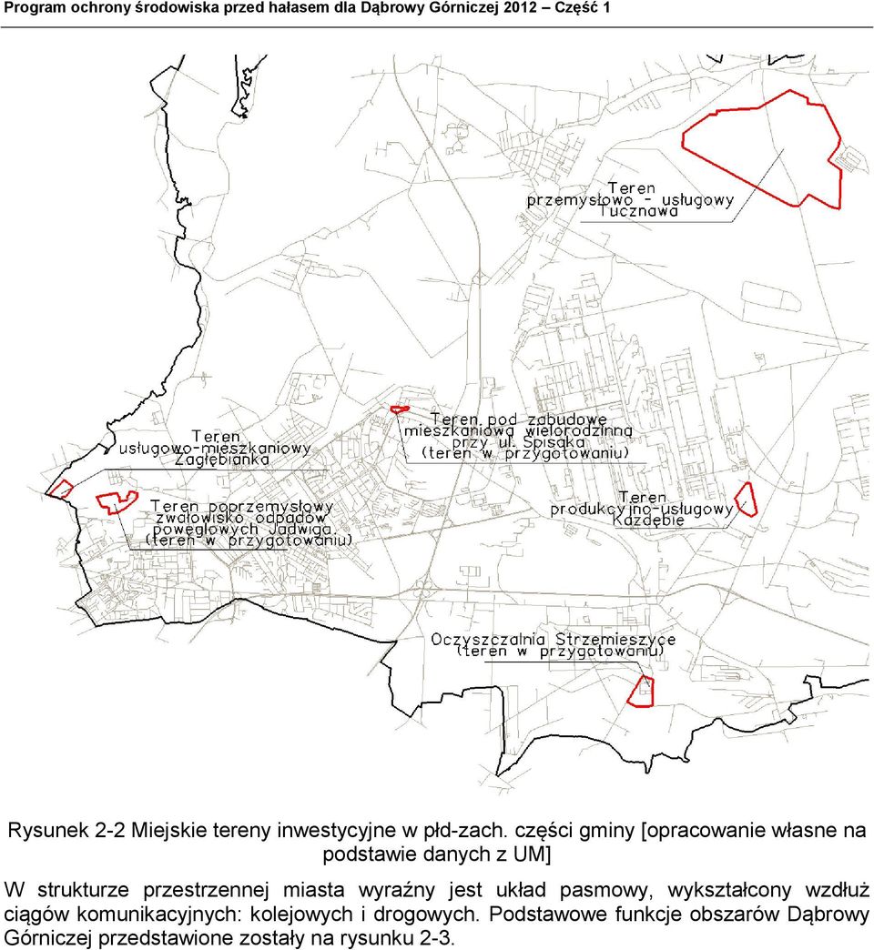 częśc gmny [oprcowne włsne n podstwe dnych z UM] W strukturze przestrzennej mst wyrźny