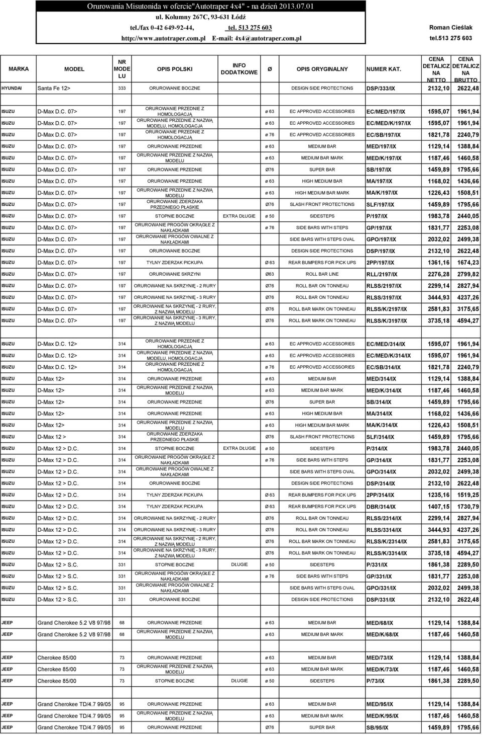 IONS DSP/333/IX 2132,10 2622,48 ISUZU D-Max D.C.