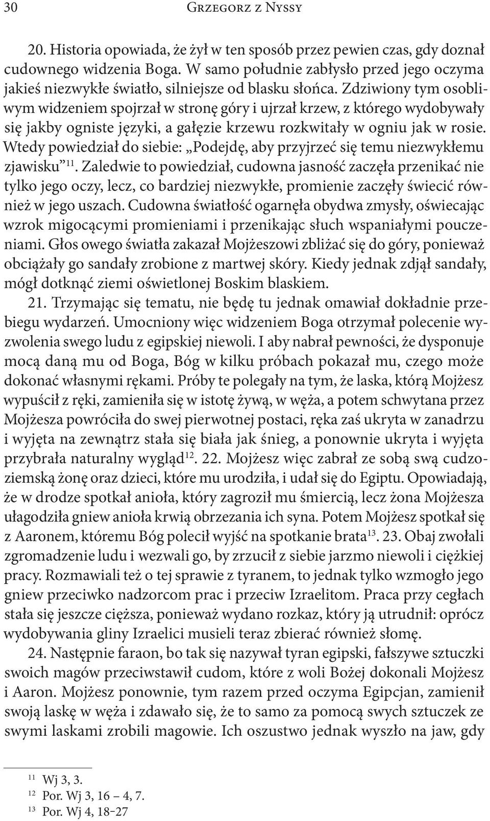 Zdziwiony tym osobliwym widzeniem spojrzał w stronę góry i ujrzał krzew, z którego wydobywały się jakby ogniste języki, a gałęzie krzewu rozkwitały w ogniu jak w rosie.