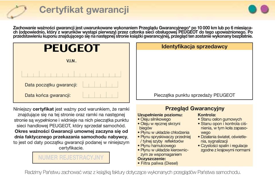 Książka Gwarancyjna. Przeglądy Oraz Warunki Gwarancji Peugeot - Pdf Free Download