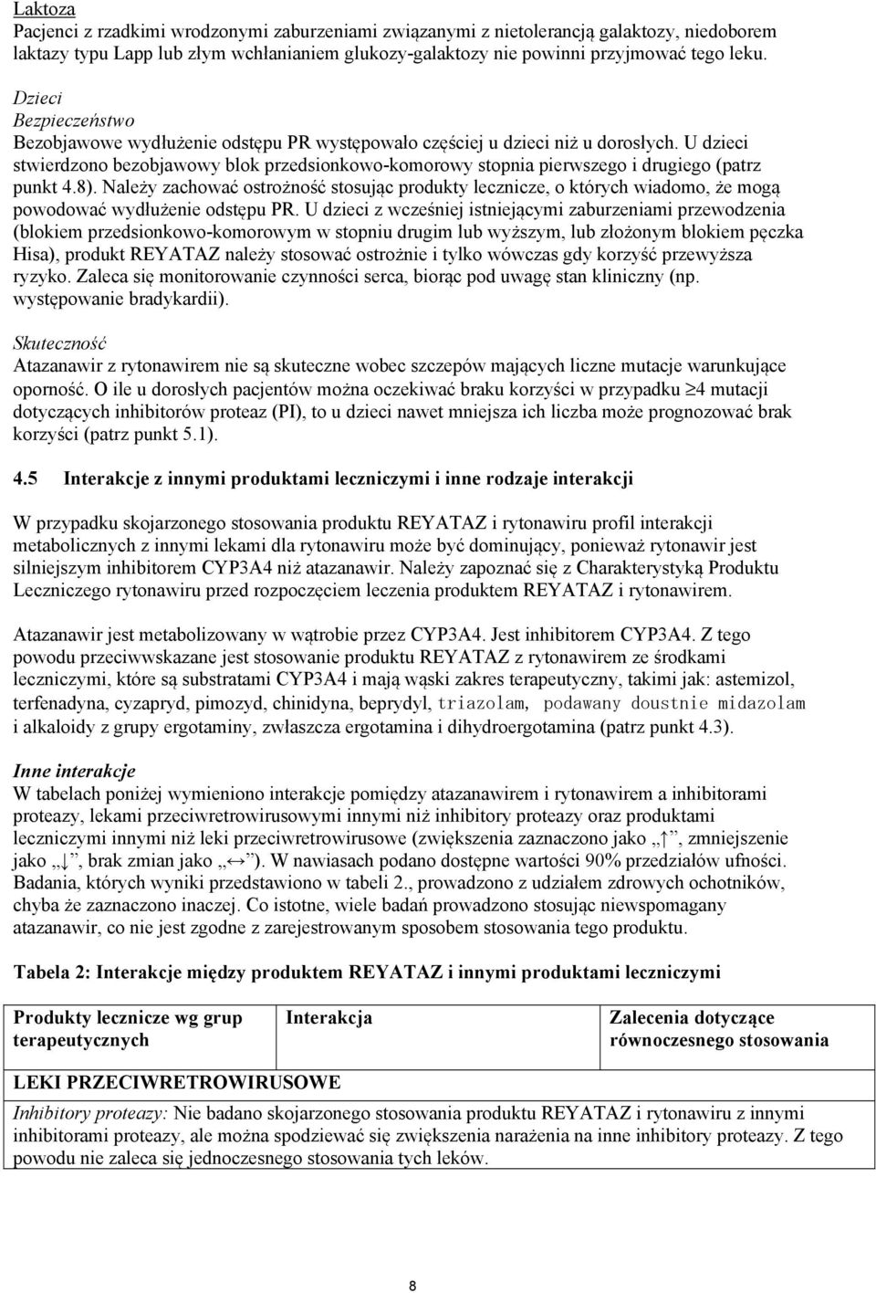 U dzieci stwierdzono bezobjawowy blok przedsionkowo-komorowy stopnia pierwszego i drugiego (patrz punkt 4.8).