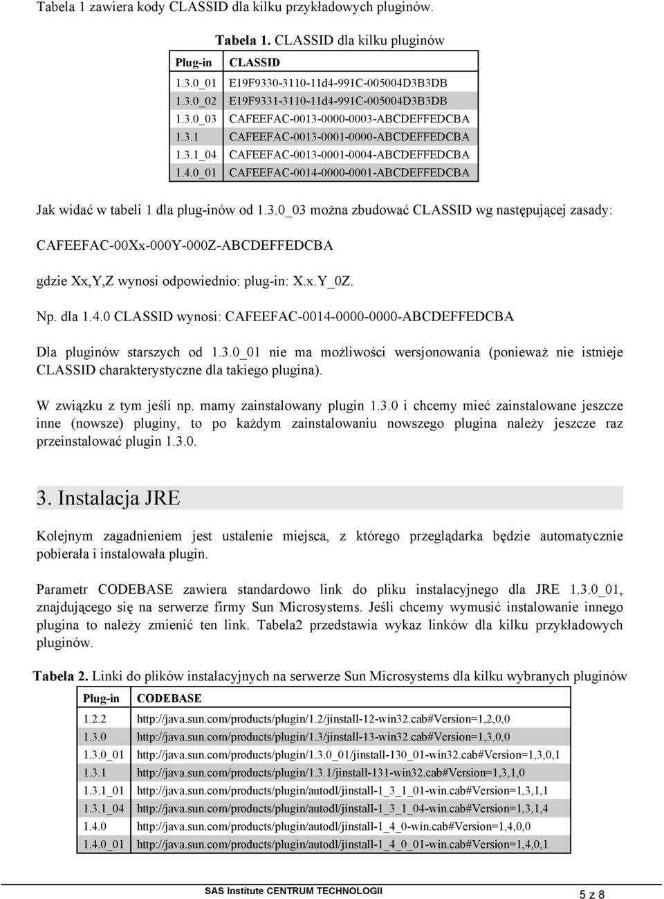 3.0_03 można zbudować CLASSID wg następującej zasady: CAFEEFAC-00Xx-000Y-000Z-ABCDEFFEDCBA gdzie Xx,Y,Z wynosi odpowiednio: plug-in: X.x.Y_0Z. Np. dla 1.4.