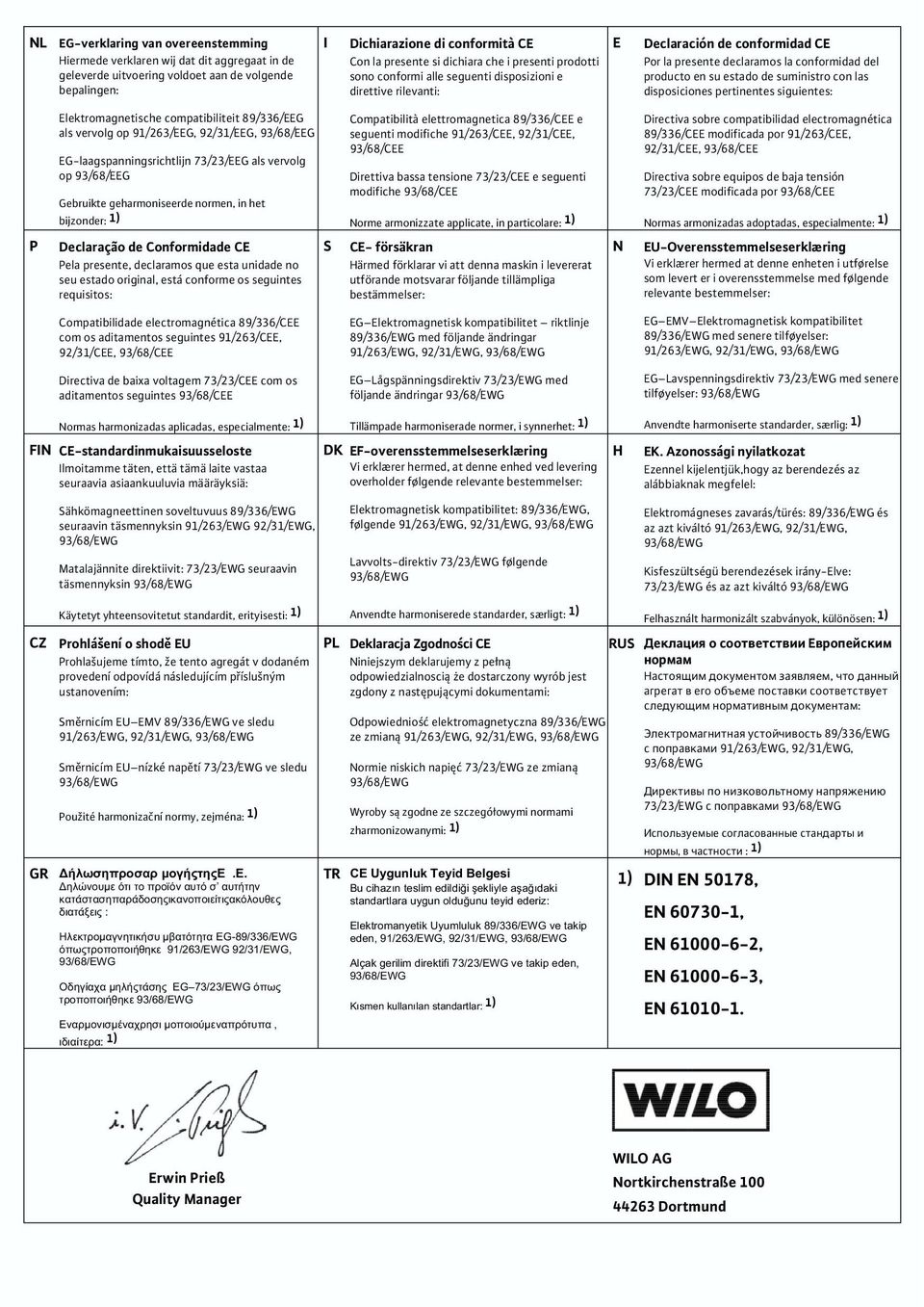 suministro con las disposiciones pertinentes siguientes: P Elektromagnetische compatibiliteit 89/336/EEG als vervolg op 91/263/EEG, 92/31/EEG, 93/68/EEG EG-laagspanningsrichtlijn 73/23/EEG als