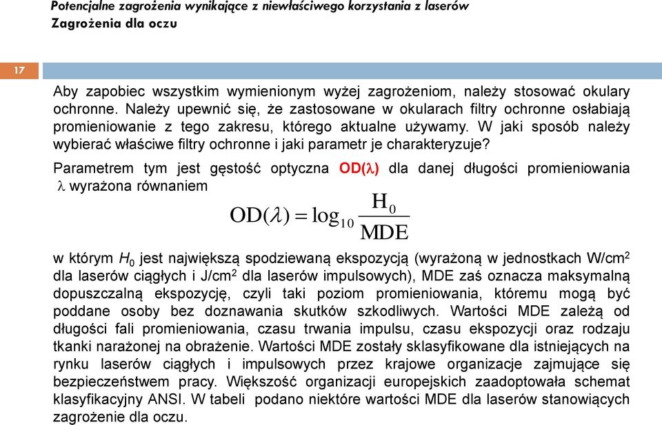 W jaki sposób należy wybierać właściwe filtry ochronne i jaki parametr je charakteryzuje?