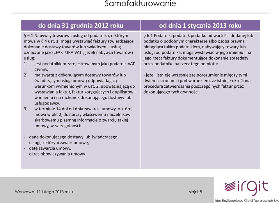 VAT czynny, 2) ma zwartą z dokonującym dostawy towarów lub świadczącym usługi umową odpowiadającą warunkom wymienionym w ust.