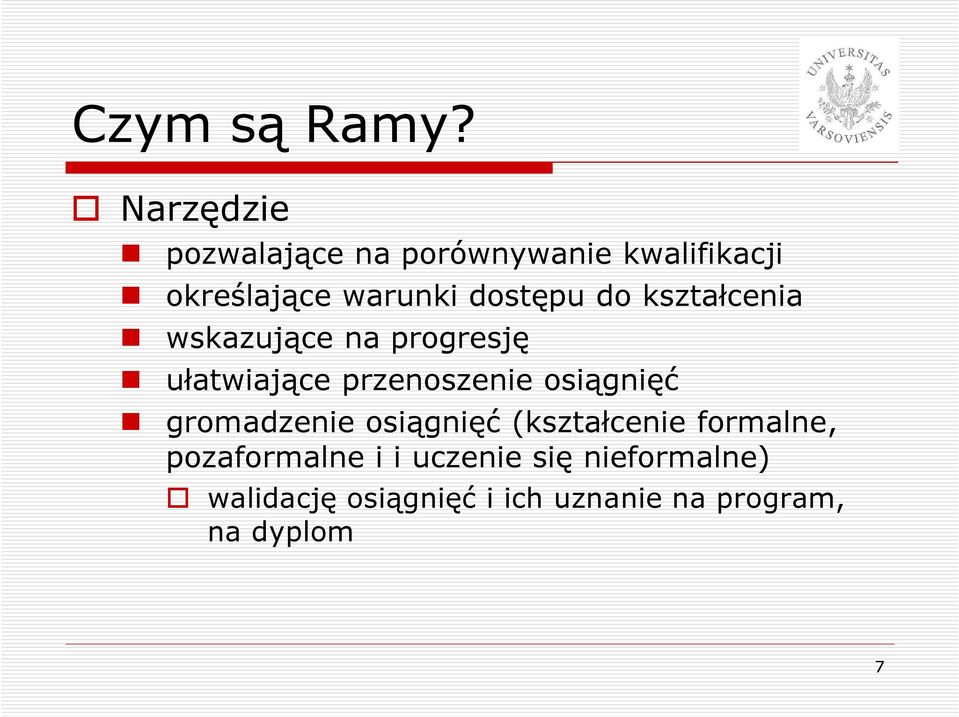 dostępu do kształcenia wskazujące na progresję ułatwiające przenoszenie