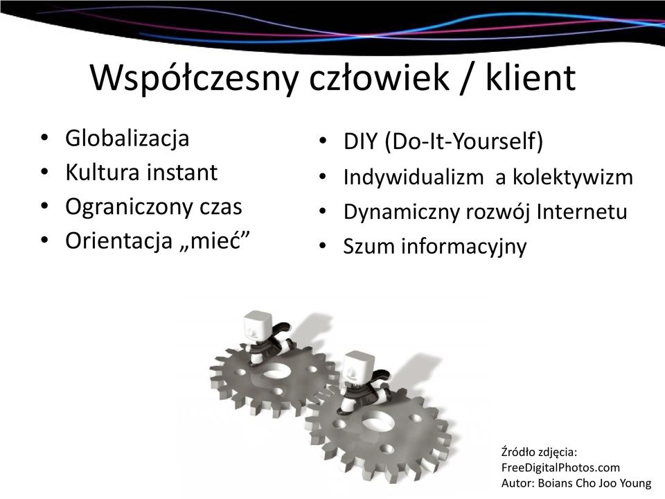 Indywidualizm a kolektywizm Dynamiczny rozwój Internetu Szum