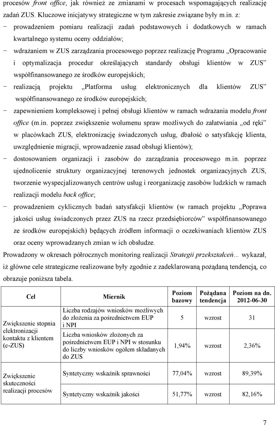 z: prowadzeniem pomiaru realizacji zadań podstawowych i dodatkowych w ramach kwartalnego systemu oceny oddziałów; wdrażaniem w ZUS zarządzania procesowego poprzez realizację Programu Opracowanie i