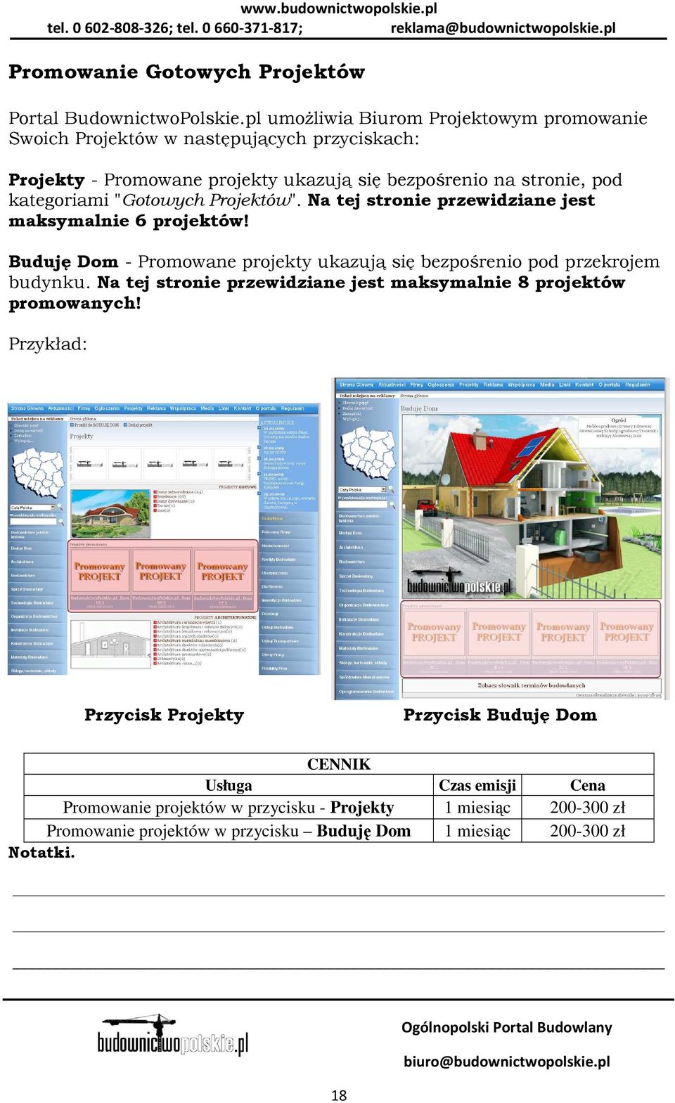 kategoriami "Gotowych Projektów". Na tej stronie przewidziane jest maksymalnie 6 projektów!