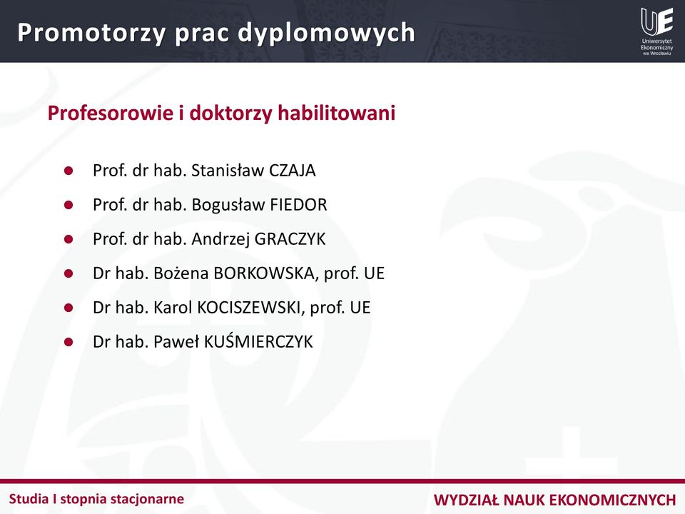 dr hab. Andrzej GRACZYK Dr hab. Bożena BORKOWSKA, prof.