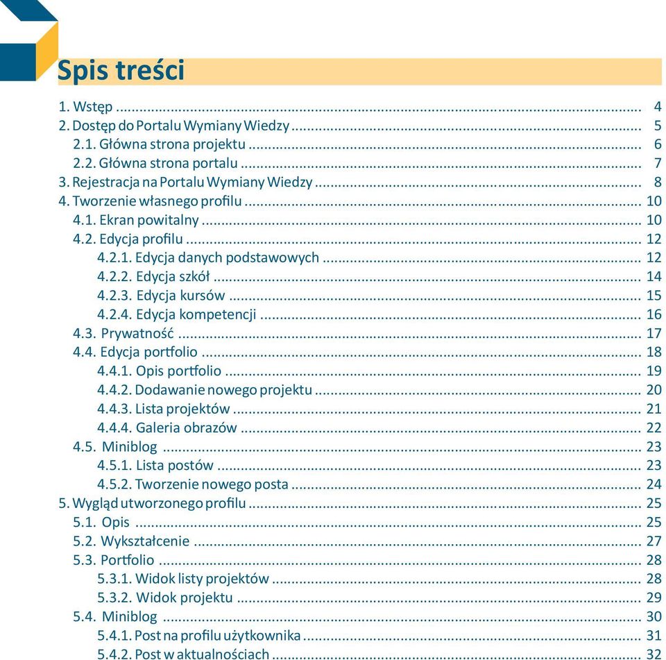 .. 17 4.4. Edycja portfolio... 4.4.1. Opis portfolio... 4.4.2. Dodawanie nowego projektu... 4.4.3. Lista projektów... 4.4.4. Galeria obrazów... 22 4.5. Miniblog... 23 4.5.1. Lista postów... 23 4.5.2. Tworzenie nowego posta.