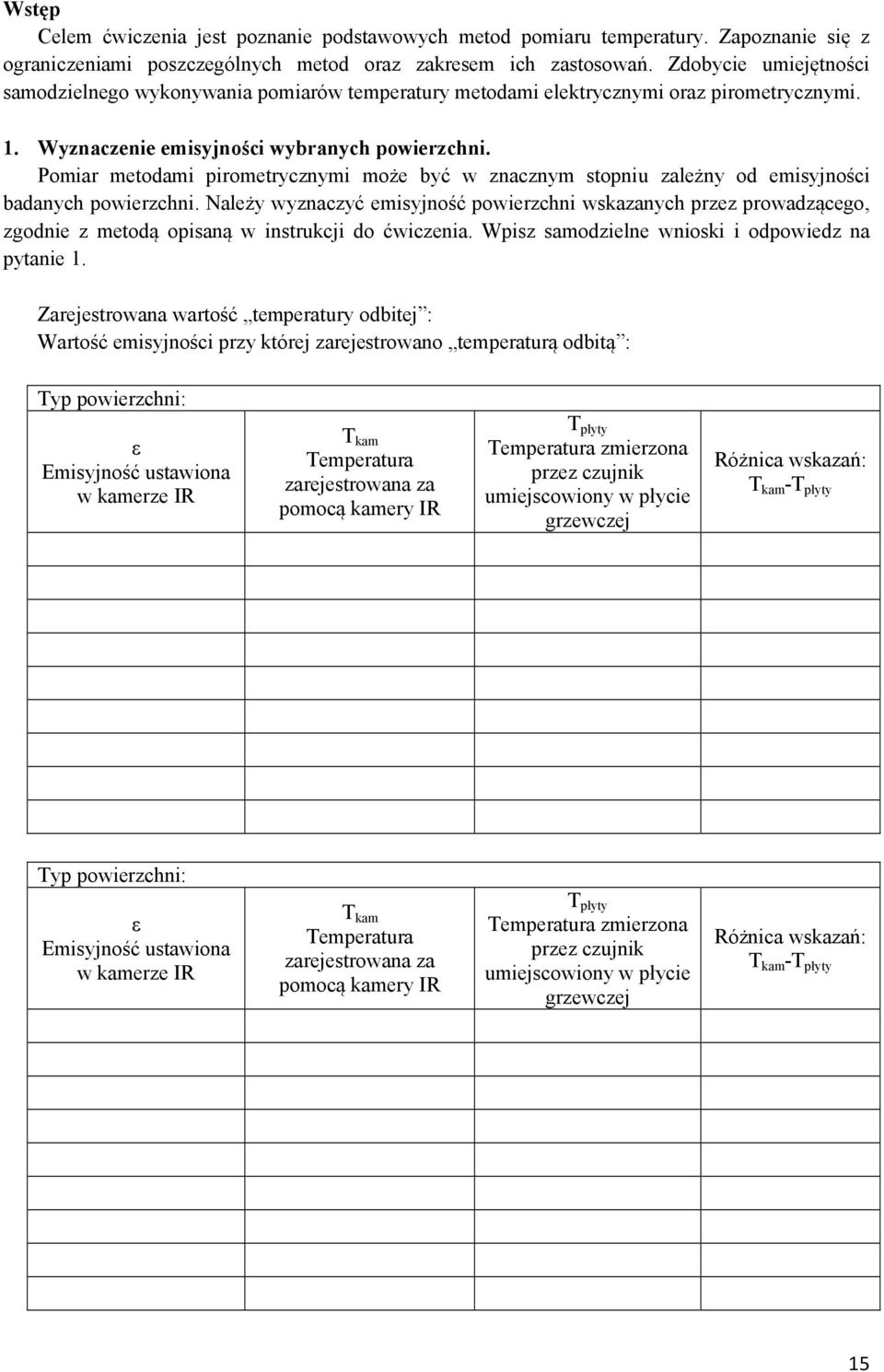 Pomiar metodami pirometrycznymi może być w znacznym stopniu zależny od emisyjności badanych powierzchni.