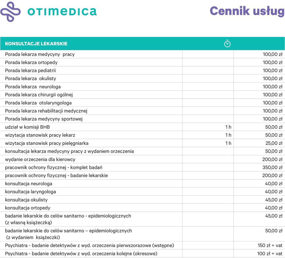 zł konsultacja lekarza medycyny pracy z wydaniem orzeczenia wydanie orzeczenia dla kierowcy 200,00 zł pracownik ochrony fizycznej - komplet badań 3 pracownik ochrony fizycznej - badanie lekarskie