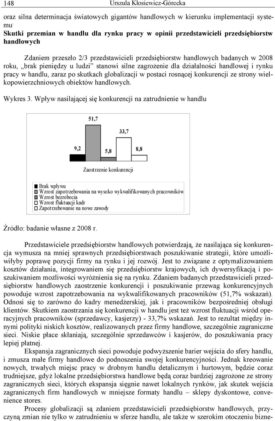 ludzi stanowi silne zagrożenie dla działalności handlowej i rynku pracy w handlu, zaraz po skutkach globalizacji w postaci rosnącej konkurencji ze strony wielkopowierzchniowych obiektów handlowych.