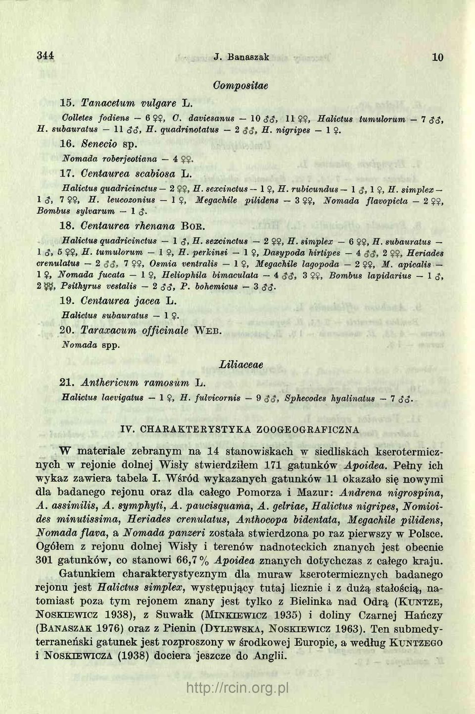 leucozonius 1 Ç, Megachile pilidens 3 ÇÇ, Nomada flavopicta 2 ÇÇ, Bombus sylvarum 1 <?. 18. Cenłaurea rhenana B or. Halictus quadricinctus 1 <?, Я. sexcinctus 2 ÇÇ, -ff. simplex 6 ÇÇ, Я.