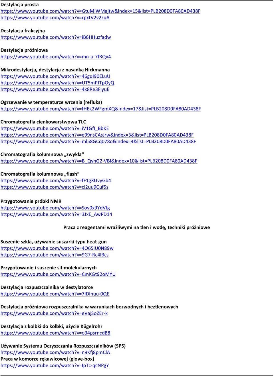 youtube.com/watch?v=fhek2wfgmxq&index=17&list=plb208d0fa80ad438f Chromatografia cienkowarstwowa TLC https://www.youtube.com/watch?v=iv1gfi_bbke https://www.youtube.com/watch?v=e99nscasjrw&index=3&list=plb208d0fa80ad438f https://www.