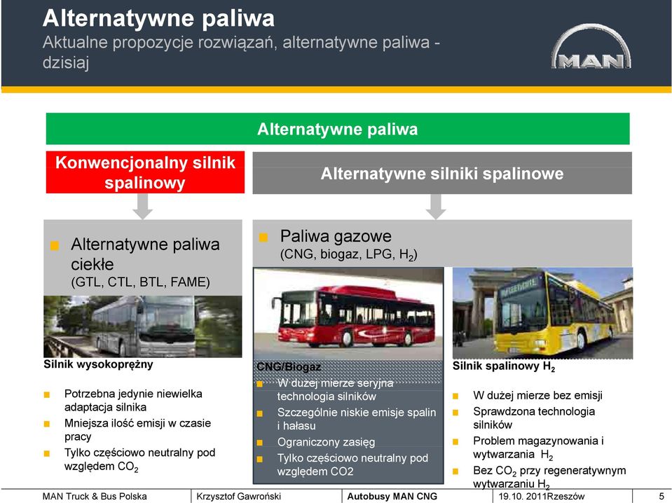 emisji w czasie pracy Tylko częściowo neutralny pod względem CO 2 Szczególnie niskie emisje spalin i hałasu Ograniczony zasięg Tylko częściowo neutralny pod względem CO2 Silnik spalinowy H 2 W dużej