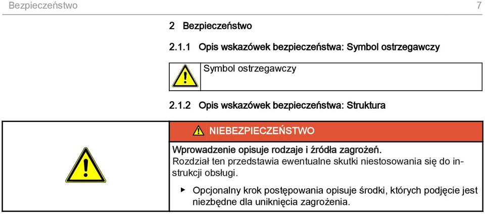 bezpieczeństwa: Struktura NIEBEZPIECZEŃSTWO Wprowadzenie opisuje rodzaje i źródła zagrożeń.