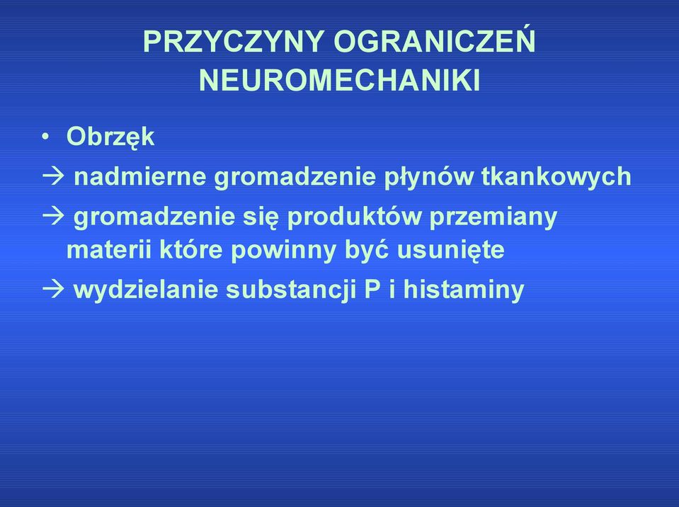 gromadzenie się produktów przemiany materii