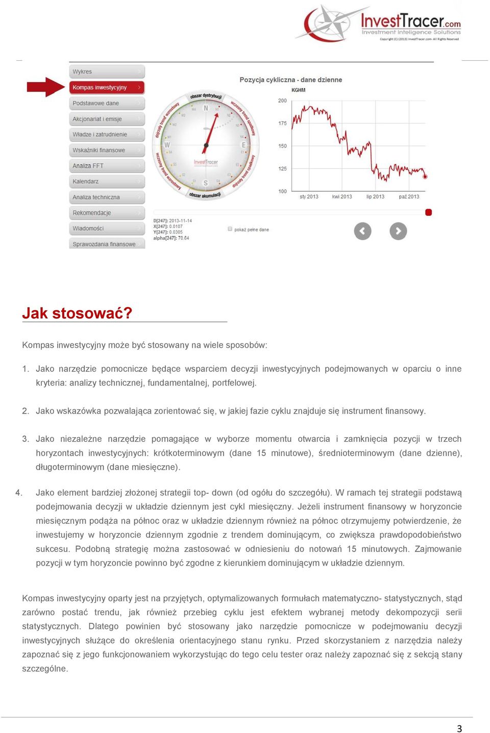 Jako wskazówka pozwalająca zorientować się, w jakiej fazie cyklu znajduje się instrument finansowy. 3.