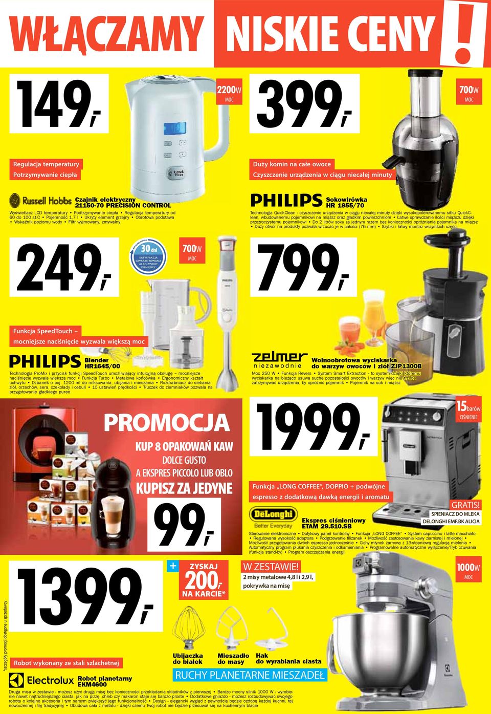 Podtrzymywanie ciepła Regulacja temperatury od 60 do 100 st.