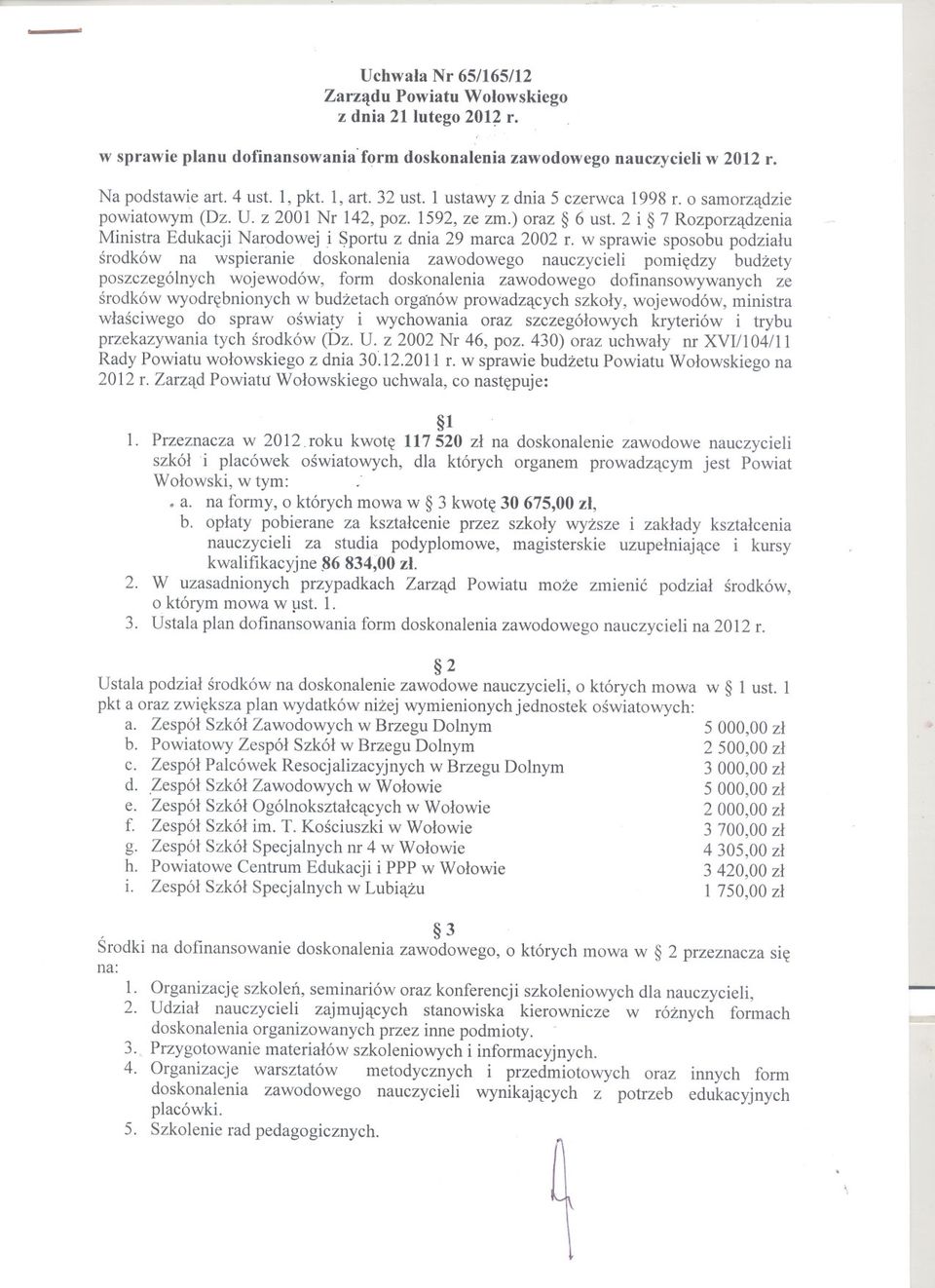 2 i 7 Rozporzadzenia Ministra Edukacji Narodowej i ~portu z dnia 29 marca 2002 r.