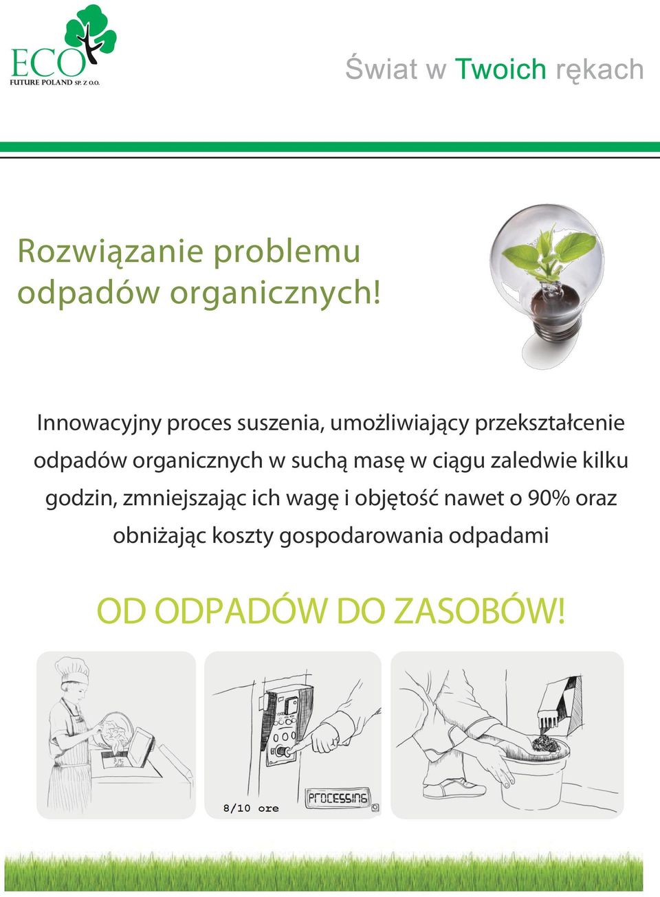 organicznych w suchą masę w ciągu zaledwie kilku godzin, zmniejszając