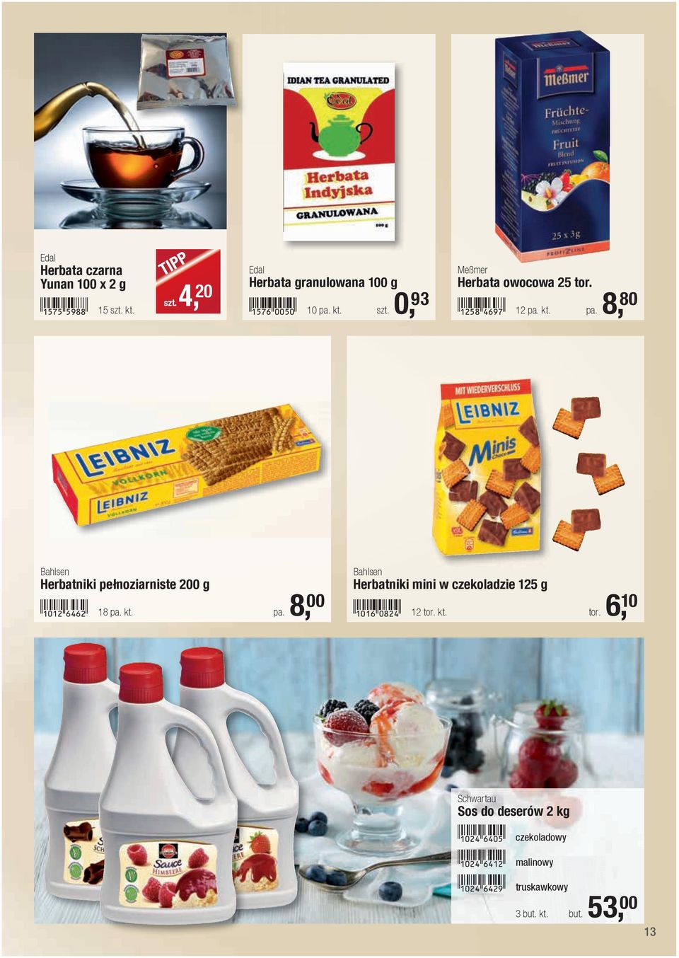 1012-gegc! 18 pa. kt. pa. 8, 00 Bahlsen Herbatniki mini w czekoladzie 125 g!1016-aice! 12 tor.