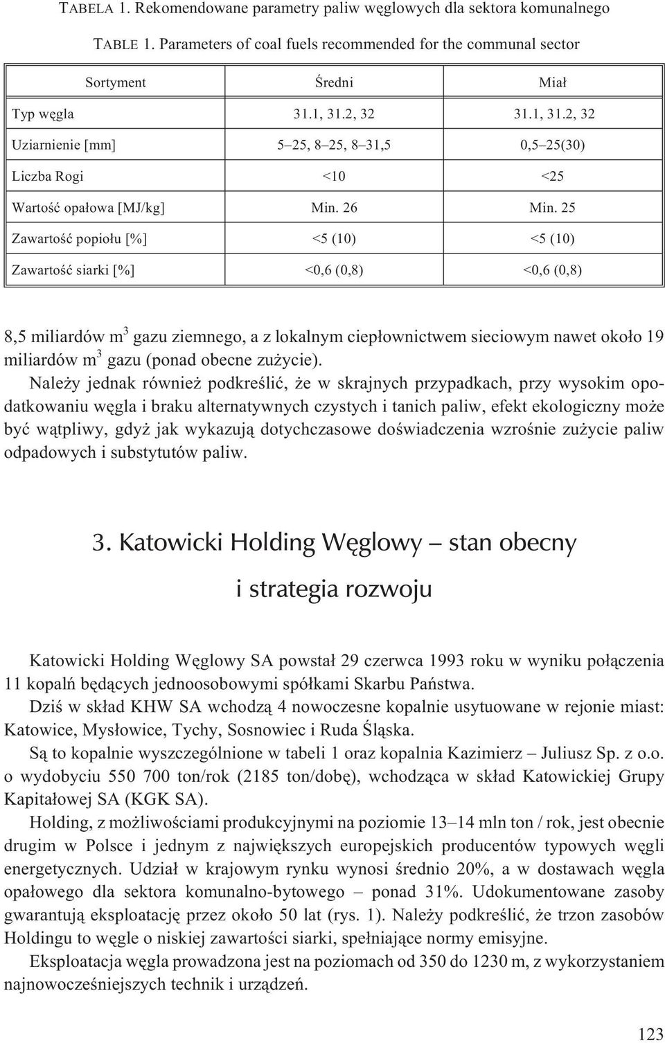 25 Zawartoœæ popio³u [%] <5 (10) <5 (10) Zawartoœæ siarki [%] <0,6 (0,8) <0,6 (0,8) 8,5 miliardów m 3 gazu ziemnego, a z lokalnym ciep³ownictwem sieciowym nawet oko³o 19 miliardów m 3 gazu (ponad